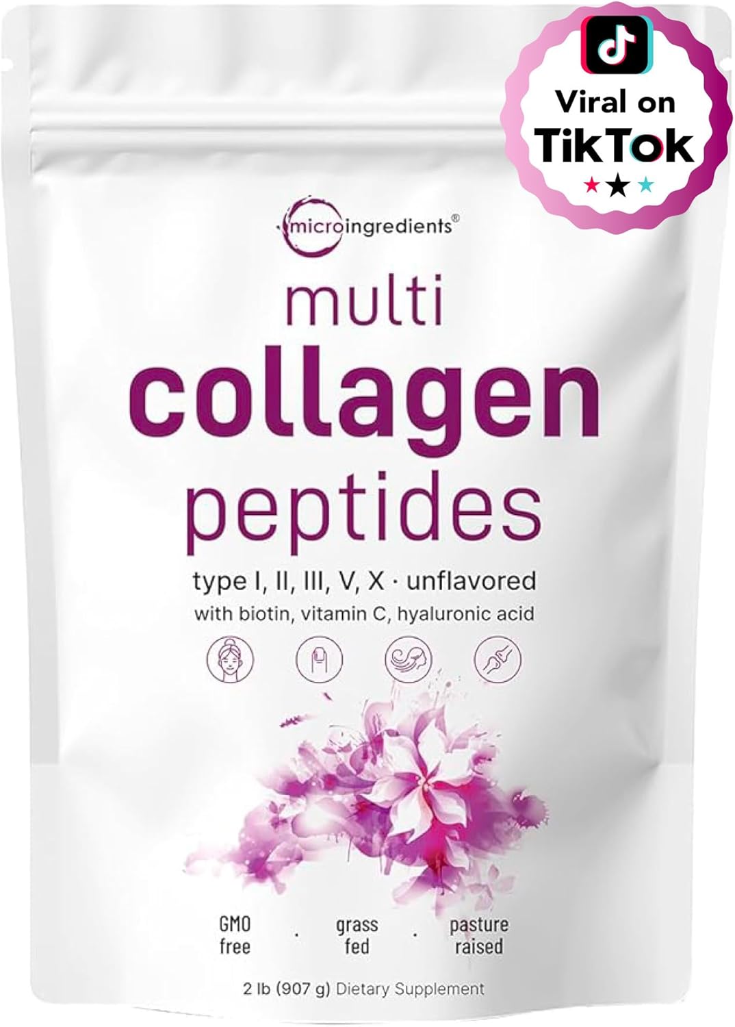 Micro Ingredients Multi Collagen Protein Powder, 2 libras